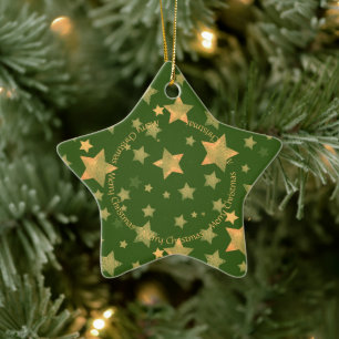 Grönt Guld Star-Eleganten Minimalistisk modern Chr Julgransprydnad Keramik