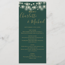 Grönt Guld String Ljus Namnteckning Bröllop-menyn Meny