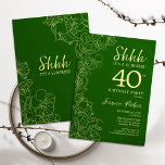 Grönt Guld Surprise 40:e födelsedagen Inbjudningar<br><div class="desc">Grönt Guld Surprise 40:e födelsedagsinbjudan. Minimalistisk modern femininin-design har botaniska accenter och typiska typsnitt. Enkel perfekt för inbjudan-kort i blommigt för en snyggt kvinnlig överraskning i firande.</div>