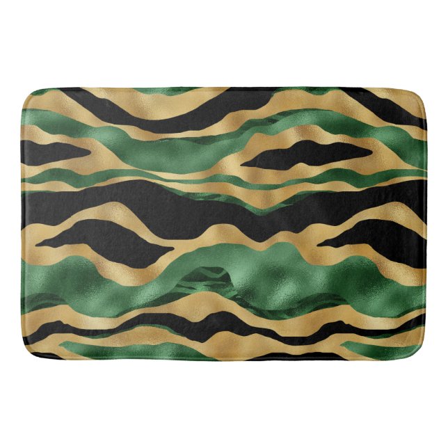 Grönt Guld Svarta Glitter Vinkara Badrumsmatta (Framsidan)