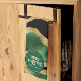 Grönt Guld Svarta Glitter Vinkara Kökshandduk