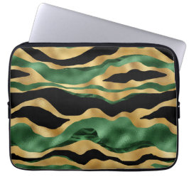 Grönt Guld Svarta Glitter Vinkara Laptop Fodral