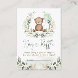 Grönt Guld Teddybjörn Blöja Lotteri Baby Shower Tilläggskort
