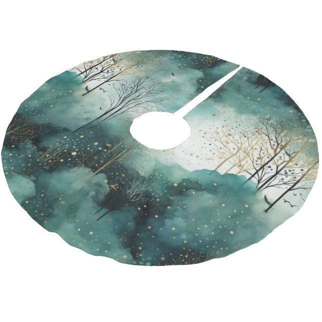 Grönt Guld Träd jul Julgransmatta Borstad Polyester (Vinklad)