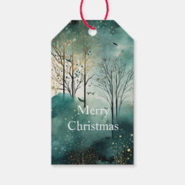 Grönt Guld Träd jul Presentetikett