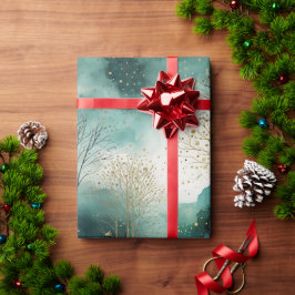 Grönt Guld Träd jul Presentpapper