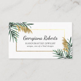 Grönt Guld Tropical Löv Jewelry Designer Visitkort