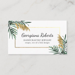 Grönt Guld Tropical Löv Jewelry Designer Visitkort