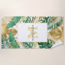 Grönt & Guld Tropisk Växt Stora Blad