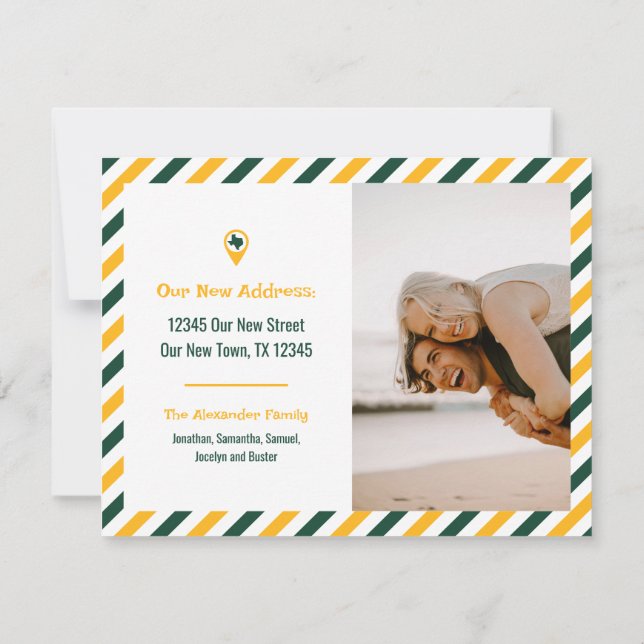 Grönt & Guld Vi har Flyttat fotfoto för stripe-Fly (Baksida)