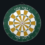 Grönt & Guld & vit | Teckensnitt för brett avstånd Darttavla<br><div class="desc">Dartboard i grönt,  guld och vitt med två linjer av personligen. Behöver du hjälp med utformningen (t.ex. olika färg)? E-post help@karenchaudesigns.com</div>