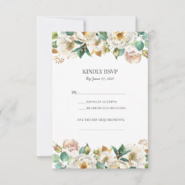 Grönt Guld Vita Blommiga Bröllop RSVP-kort OSA Kort