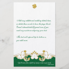Grönt, Guld, vita Scrollsar, Shamrocks Stationery Brevpapper