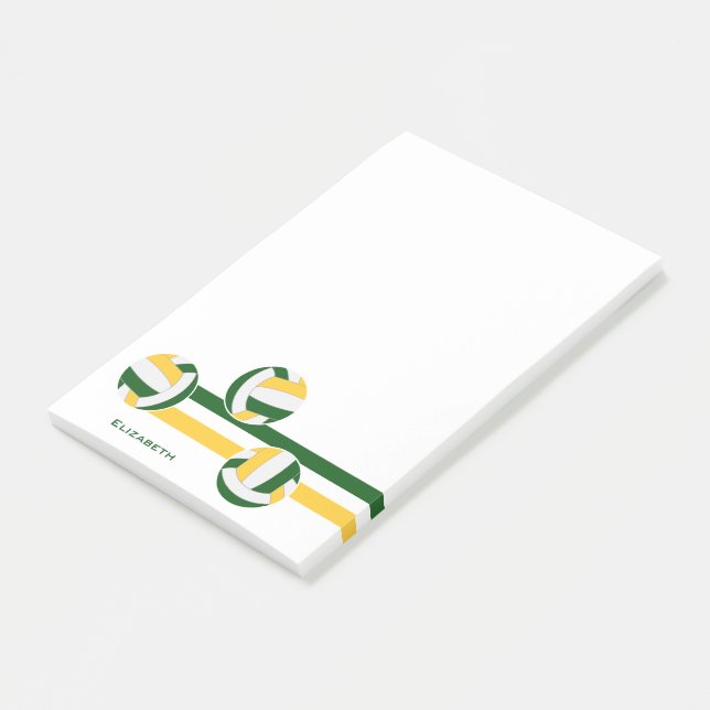 grönt guld volleybollar rand spelare namn post-it block (Vinklad)