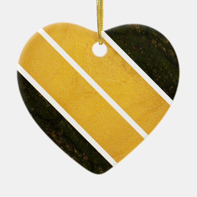 Grönt Guld White Linjer Julgransprydnad Keramik (Framsidan)