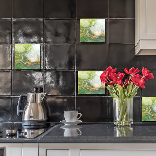 Grönt Guld White Marble Kakelplatta