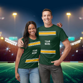 Grönt Guld White Sports Jersey Team Namn Unisex T Shirt