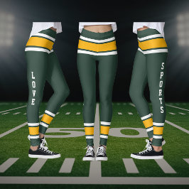 Grönt Guld White Team Jersey Färg Kärlek Sports Leggings