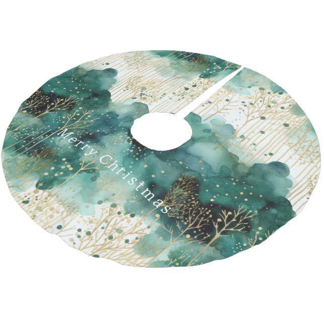 Grönt Guld White Träd jul Julgransmatta Borstad Polyester (Vinklad)