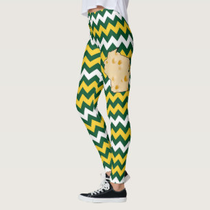 Grönt guld- Wisconsin fotboll färgar Cheesehead Leggings