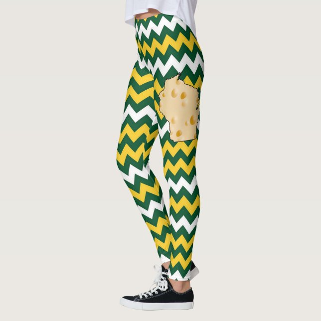 Grönt guld- Wisconsin fotboll färgar Cheesehead Leggings (Vänster)