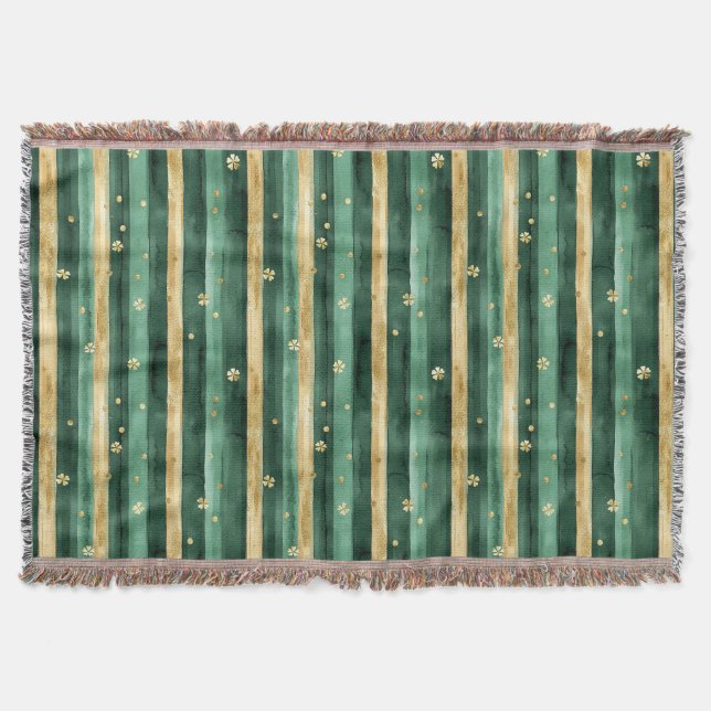 Grönt guldklöver St. Patricks dag-ränder Filt (Framsidan)