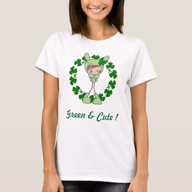 Grönt & gulligt! t-shirt (Framsida)