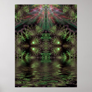 Grönt Gully Fractal Art Poster
