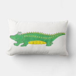 Grönt Gult Alligator Gator Crokodile Croc Croc Lumbarkudde