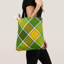 Grönt Gult Argyle Tote Bag Tygkasse