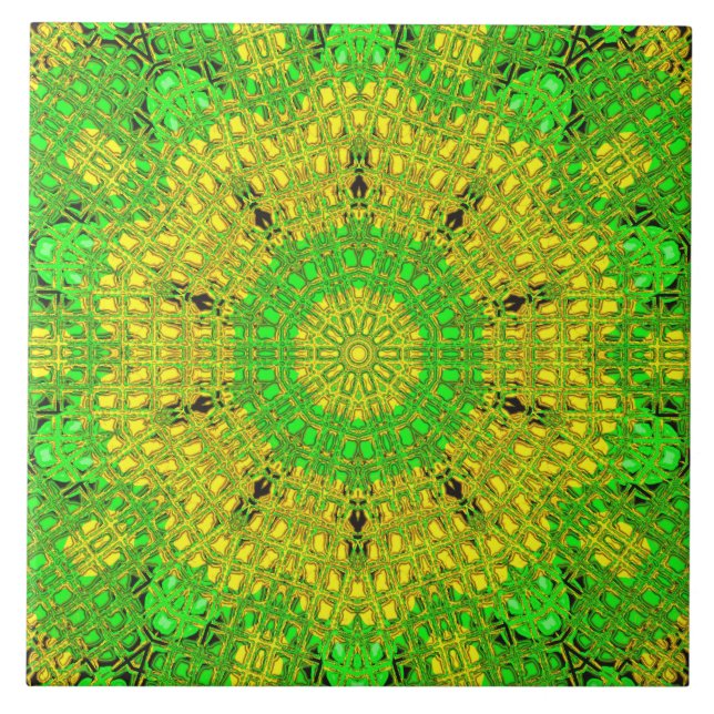 Grönt/Gult av glaseffektmosaik Kakelplatta (Framsidan)