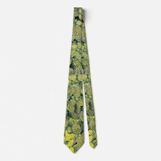 GRÖNT GULT BLACK NATURAL LÖV MODERN NECK TIE SLIPS