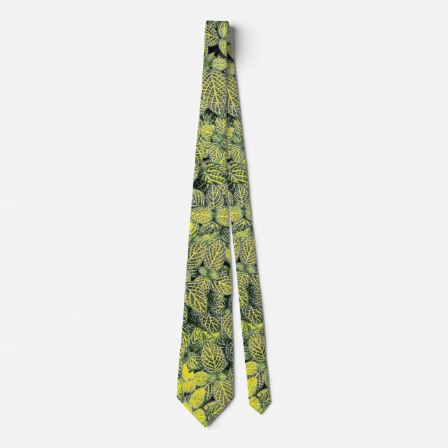 GRÖNT GULT BLACK NATURAL LÖV MODERN NECK TIE SLIPS (Framsida)
