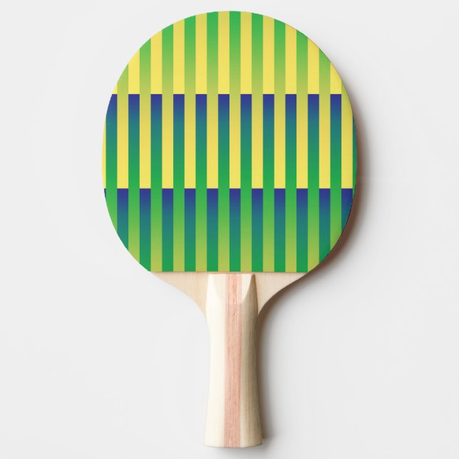 Grönt Gult Blue Stripe Mönster Pingisracket (Framsidan)