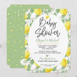 Grönt Gult Boho Lemon Gender Neutral Baby Shower Inbjudningar