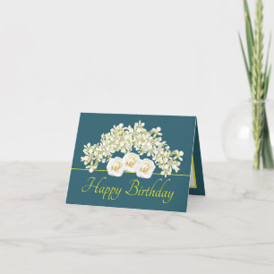 Grönt Gult Bouquet Orchids Ro Grattis på födelseda Kort