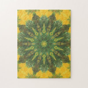 Grönt Gult Brun Geometric Kaleidoscope Puzzles Pussel