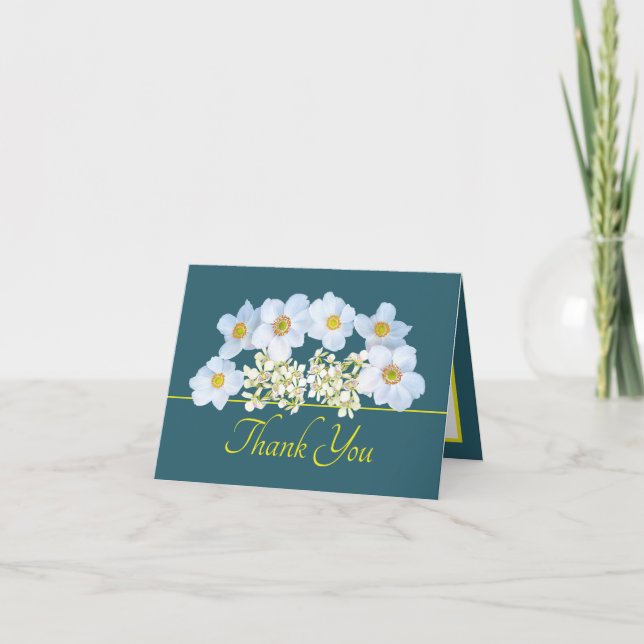 Grönt Gult Chic Anemone Orchid Bouquet Tack Kort (Framsida)