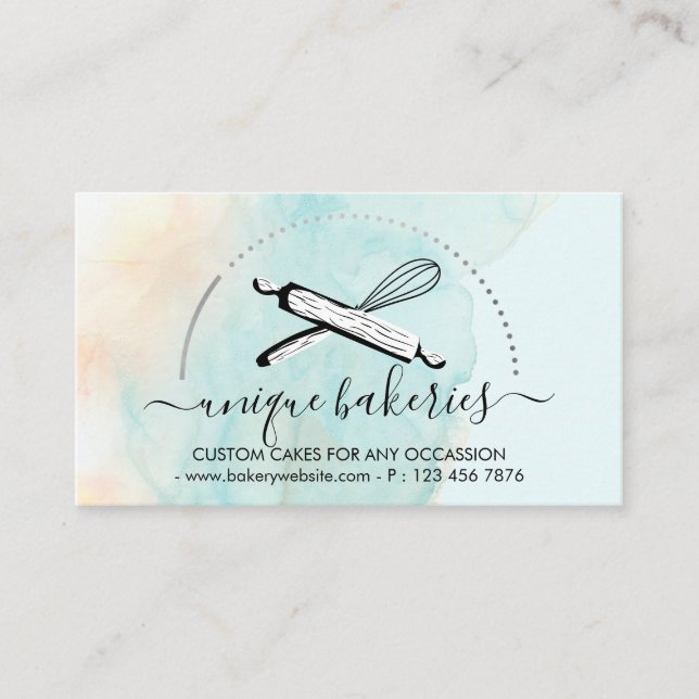 Grönt Gult Circle Baker Cake Maker Visitkort (Framsida)