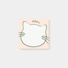 Grönt Gult Cute Cat Shape Meow Post-it Block