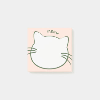 Grönt Gult Cute Cat Shape Meow Post-it Block