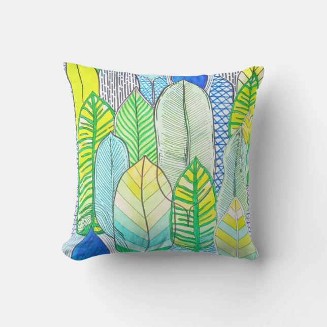 Grönt Gult Cute Modern Tropical Boho Löv Kudde (Framsida)