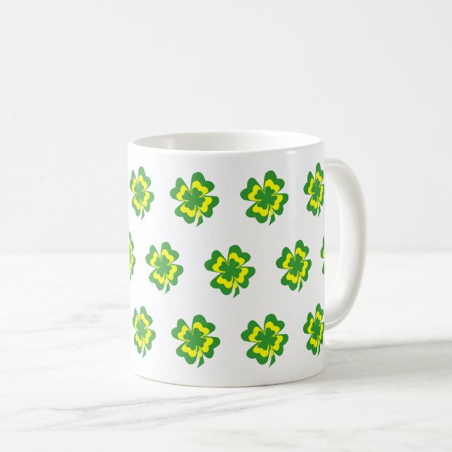 Grönt Gult Fyrklöver Simplw Coffee Mugg (Framsida höger)
