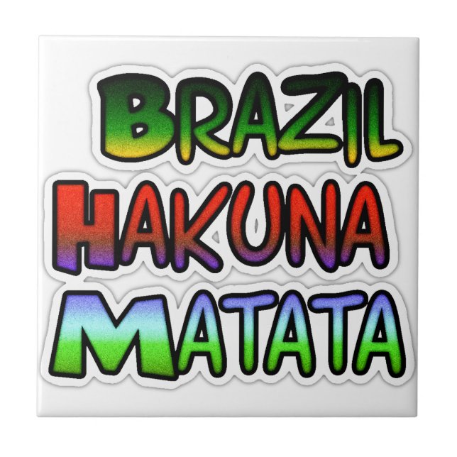 Grönt Gult Golden Brazil Hakuna Matata Art Skriv u Kakelplatta (Framsidan)