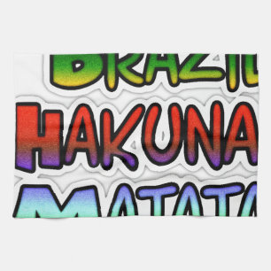 Grönt Gult Golden Brazil Hakuna Matata Art Skriv u Kökshandduk