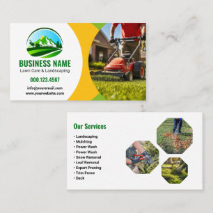 Grönt Gult Gräsmatta Care Landscaping Mining Visitkort