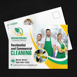 Grönt Gult House Städning Household Maid Vykort