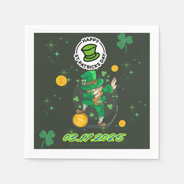 Grönt Gult Illustration St. Patrick's day Pappersservett (Framsidan)