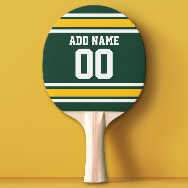 Grönt Gult Iports Football Jersey Namn Number Pingisracket (Custom Ping Pong Paddle - Team or College colors Sports Jersey)