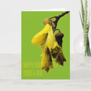 GRÖNT GULT KOWHAI FLOWER KIWI ANPASSNINGSBAR HÄLSN KORT